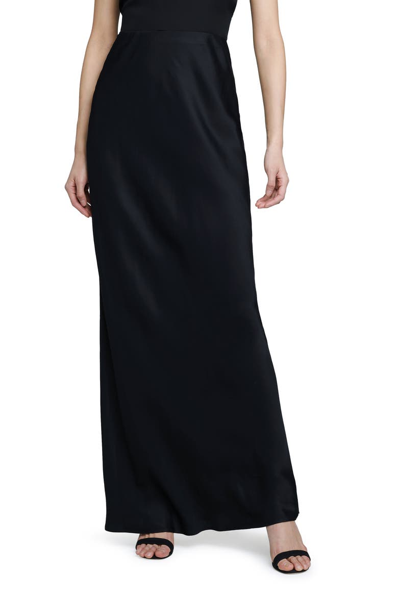 Zeta Satin Maxi Skirt, Main, color, BLACK