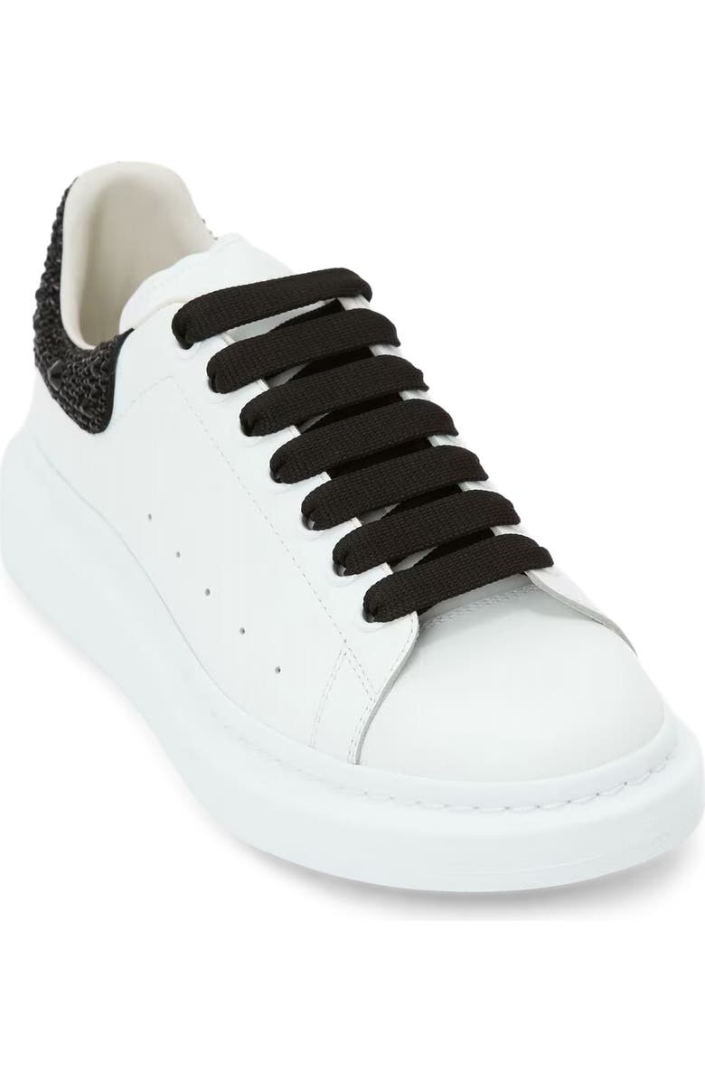 McQueen Oversize Crystal Embellished Sneaker, Alternate, color, White/ Black