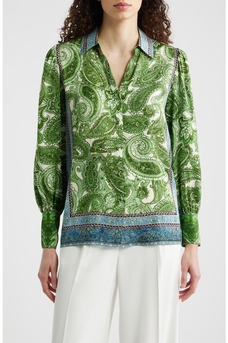 The Olivia Regent Paisley Stretch Silk Button-Up Shirt, Main, color, REGENT PAISLEY PRINT