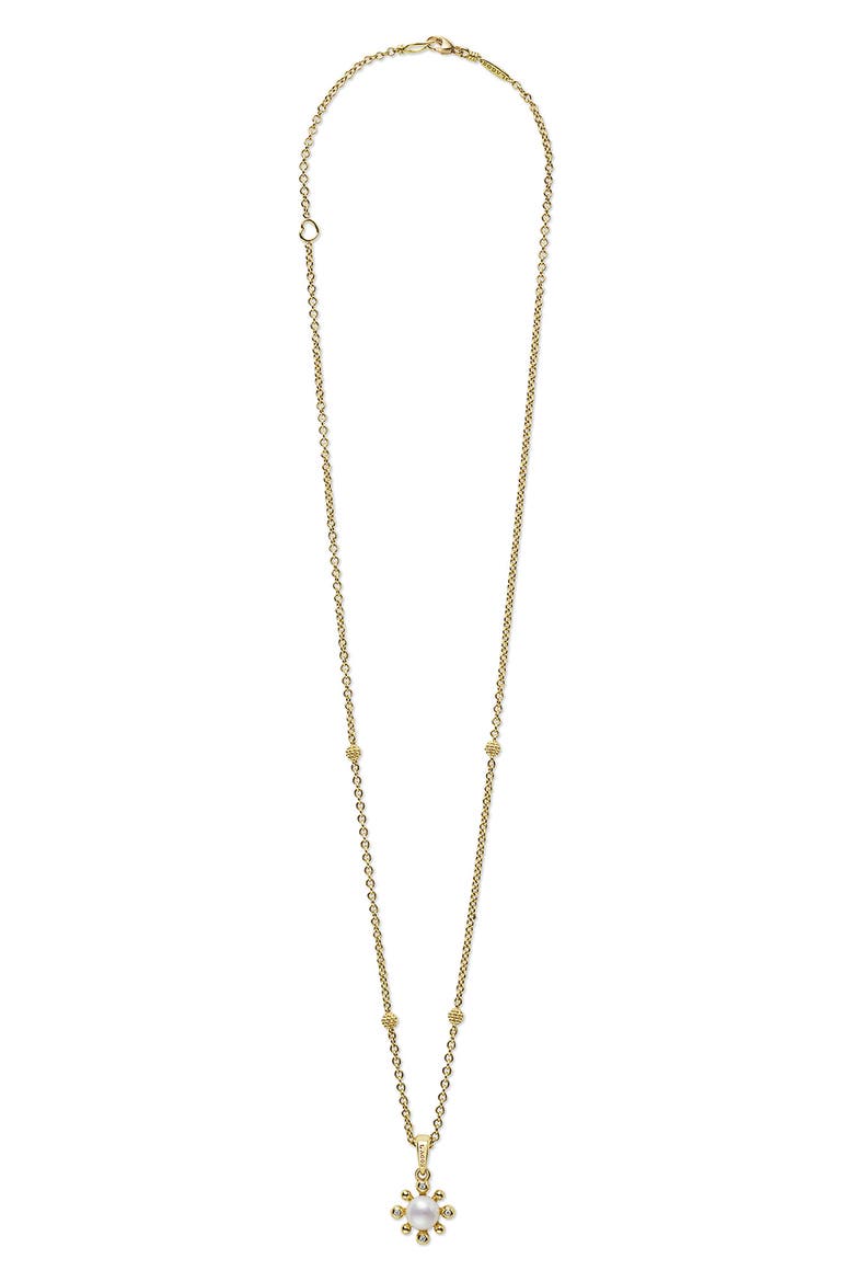 18K Luna Fleur Pearl & Diamond Pendant Necklace, Main, color, GOLD
