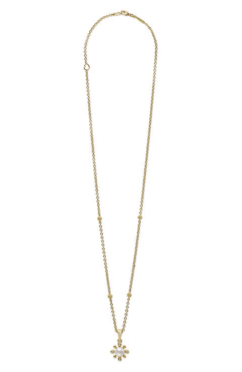 18K Luna Fleur Pearl & Diamond Pendant Necklace