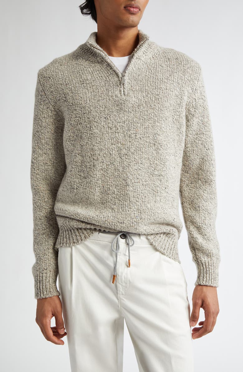 Eleventy Donegal Cashmere Half Zip Pullover Sweater, Main, color, 