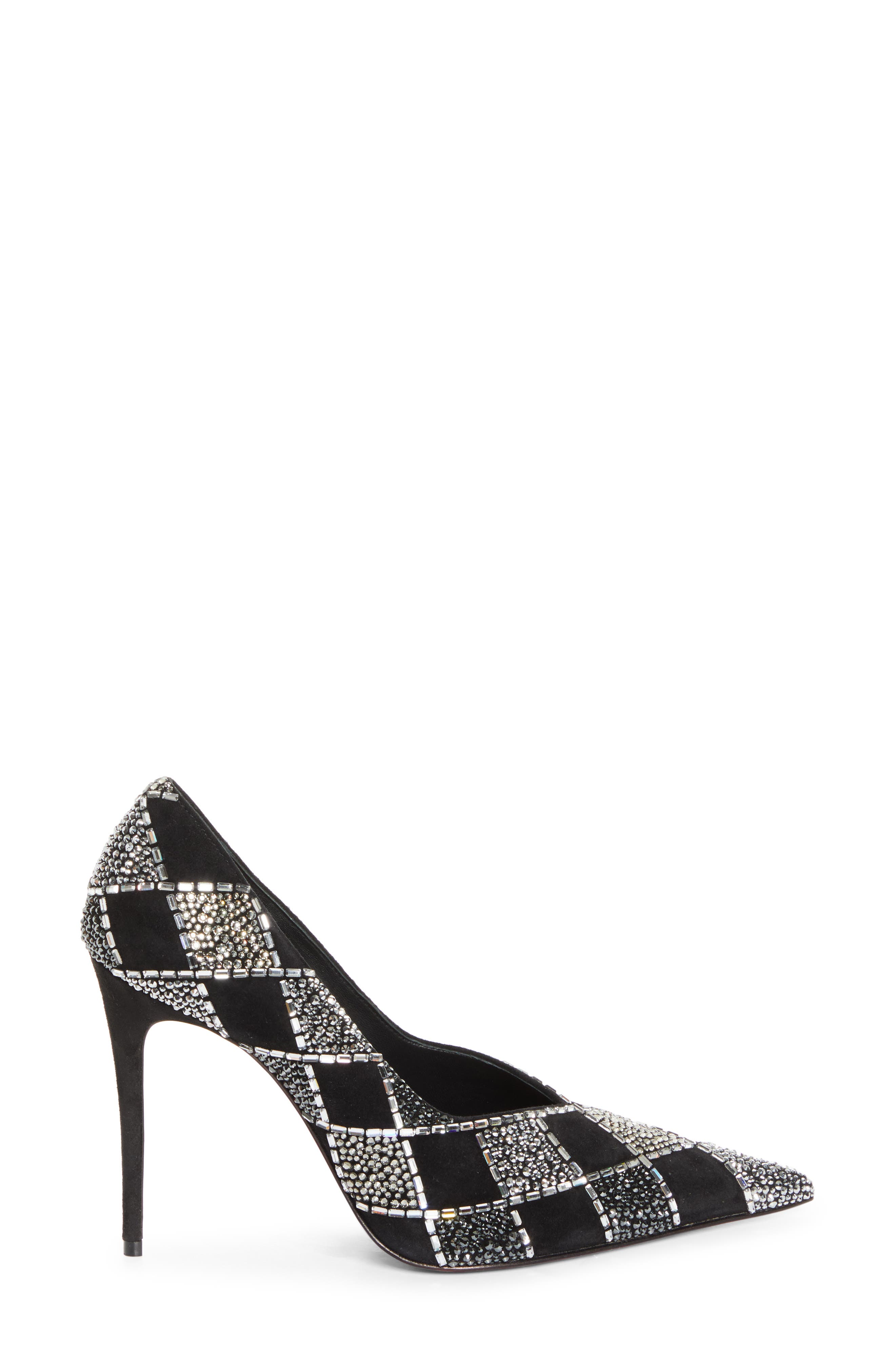 Christian Louboutin Doria Crystal Check Pump, Alternate, color, Black/ Black/ Crystals