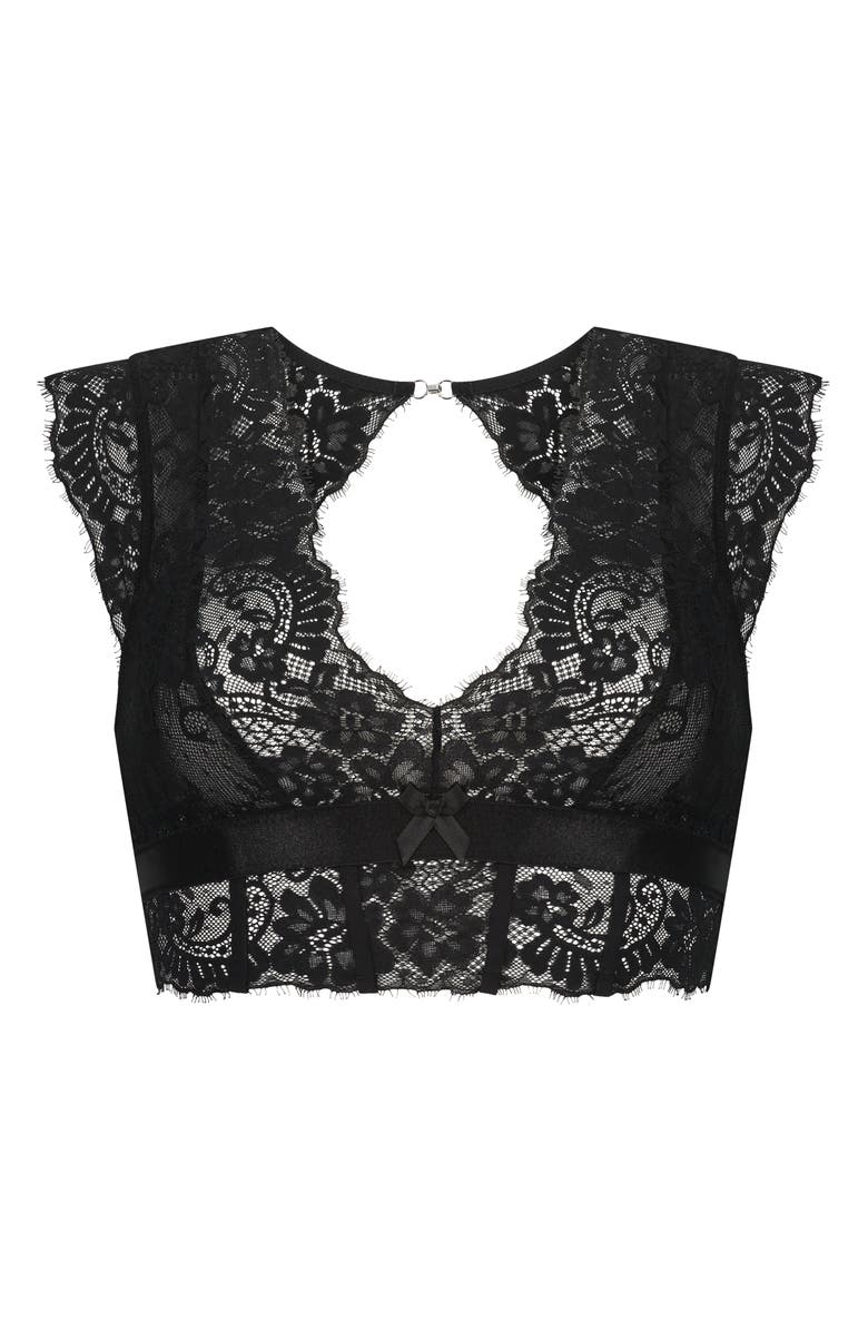 Hunkemöller Catrin Cap Sleeve Eyelash Lace Bralette, Main, color, 