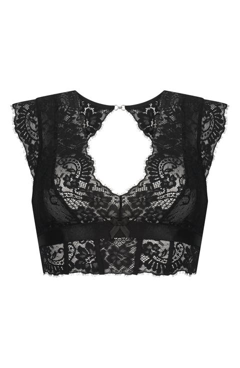 Catrin Cap Sleeve Eyelash Lace Bralette