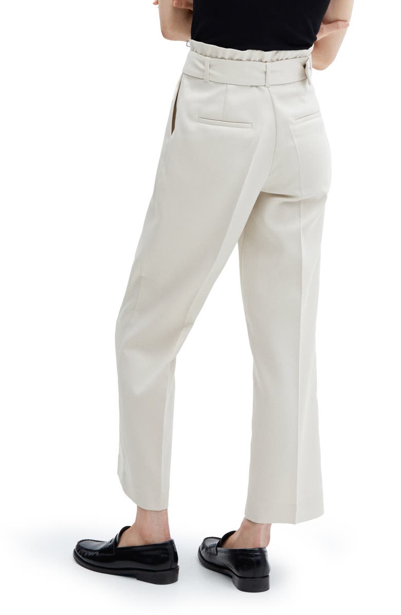 MANGO Belted Paperbag Waist Wide Leg Trousers, Alternate, color, Natural White