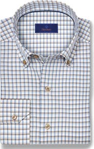 David Donahue Check Cotton Twill Button-Down Shirt