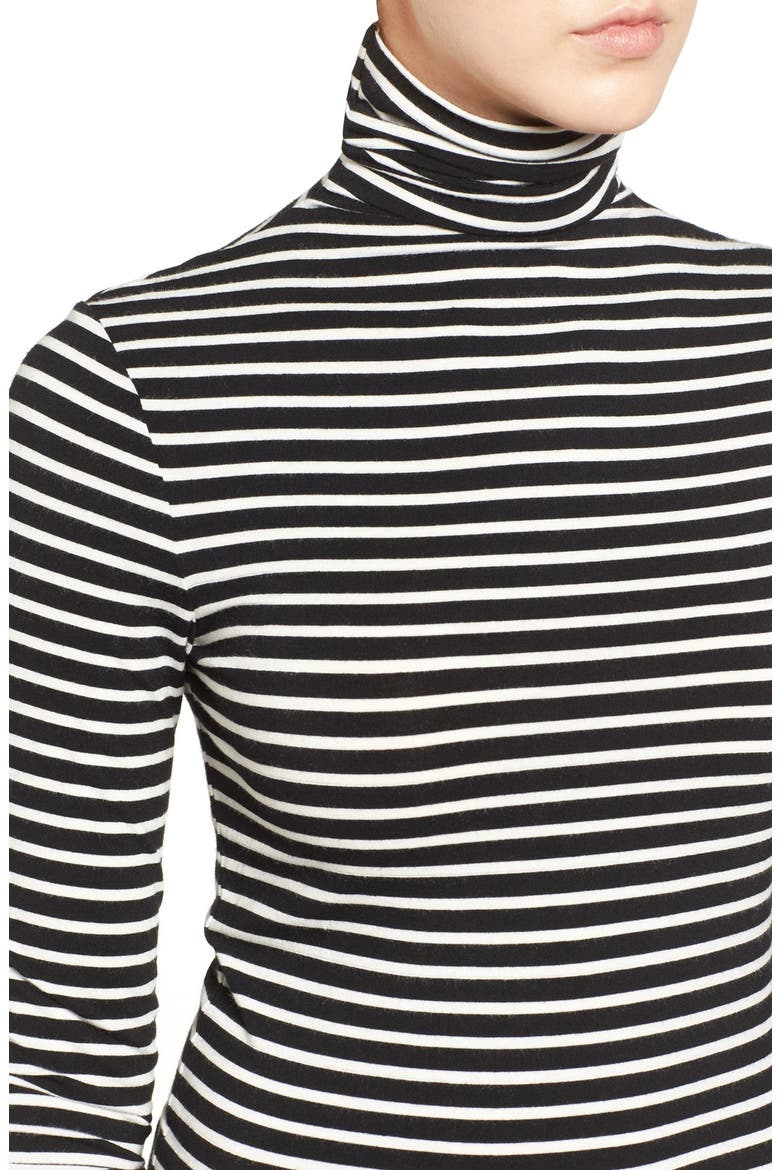 Long Sleeve Turtleneck, Alternate, color, BLACK- IVORY C ELAINA STP