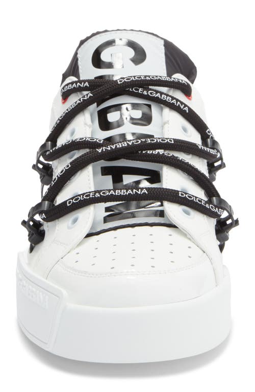 Dolce & Gabbana Portofino Sneaker In Calfskin And White Paint