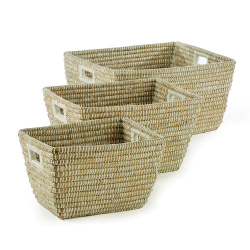 Napa Home & Garden Napa Home And Garden Set Of 3 Rvergras Rect Baskets In Nude