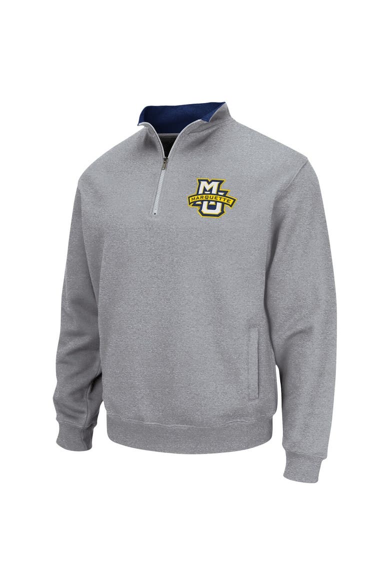 Men's Colosseum Heathered Gray Marquette Golden Eagles Tortugas Team Logo Quarter-Zip Jacket, Alternate, color, Heather Gray