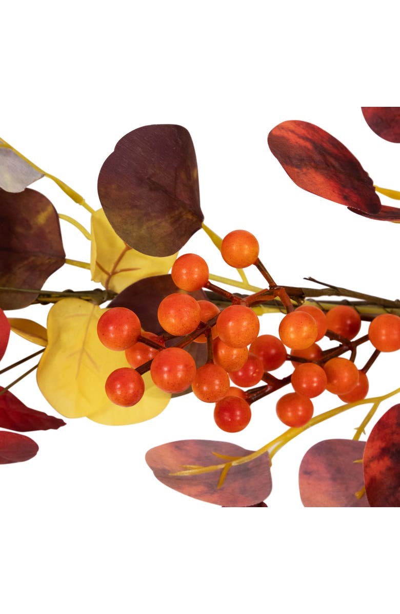 Northlight Berries and Eucalyptus Leaves Artificial Fall Harvest Garland - 5' x 8", Alternate, color, Red