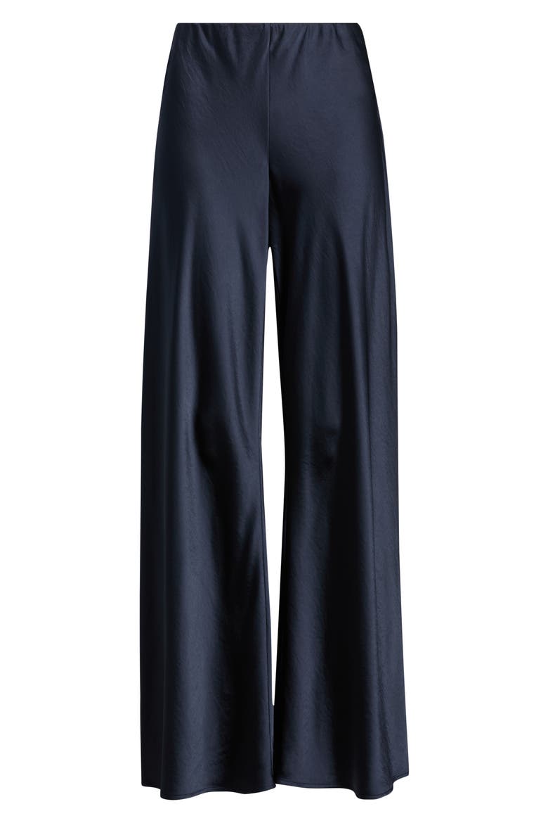 Satin Wide Leg Pull On Pants, Main, color, NAVY NIGHT
