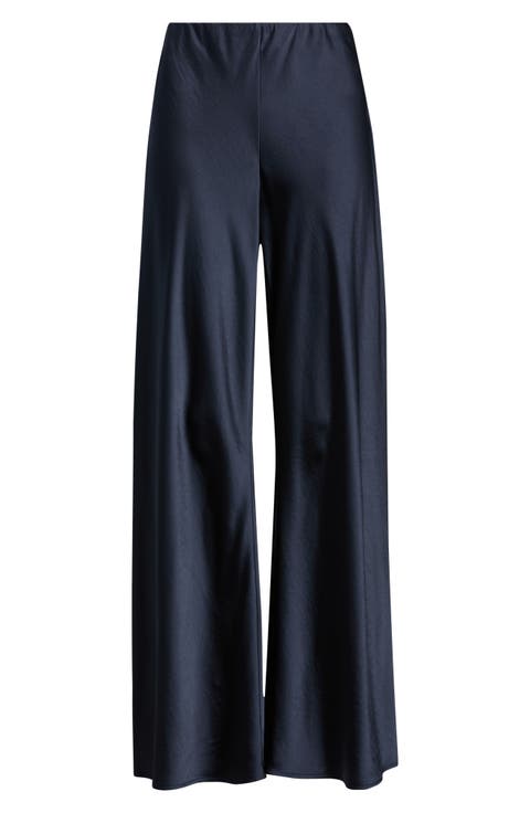 Satin Wide Leg Pull On Pants