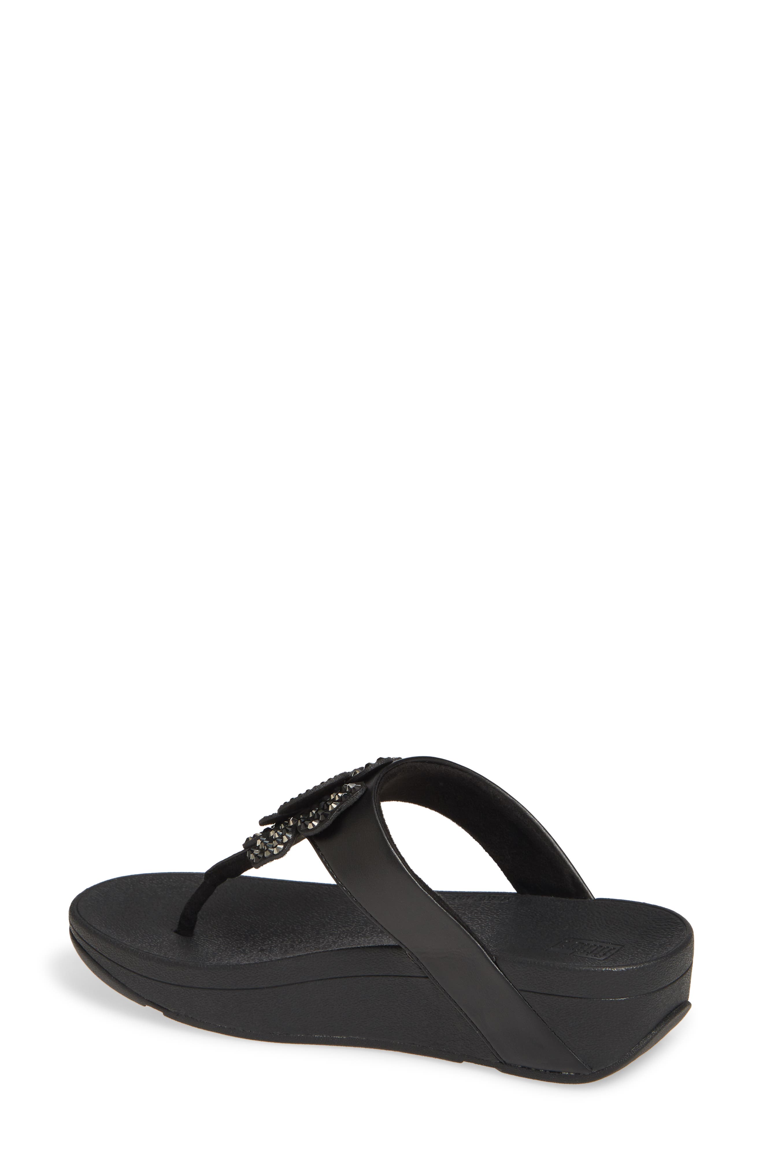 FitFlop Lottie Crystal Flower Wedge Flip Flop, Alternate, color, 