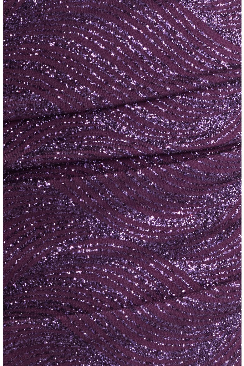 Shirred Glitter Minidress, Alternate, color, EGGPLANT