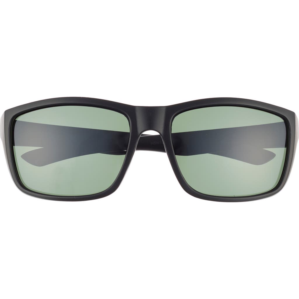 Hurley 52mm Beveled Polarized Rectangular Wrap Sunglasses
