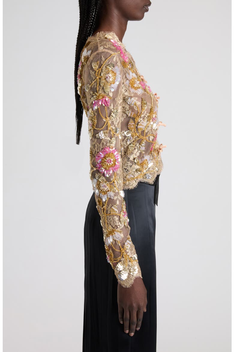 Embroidered Silk Lace Top, Alternate, color, GOLD