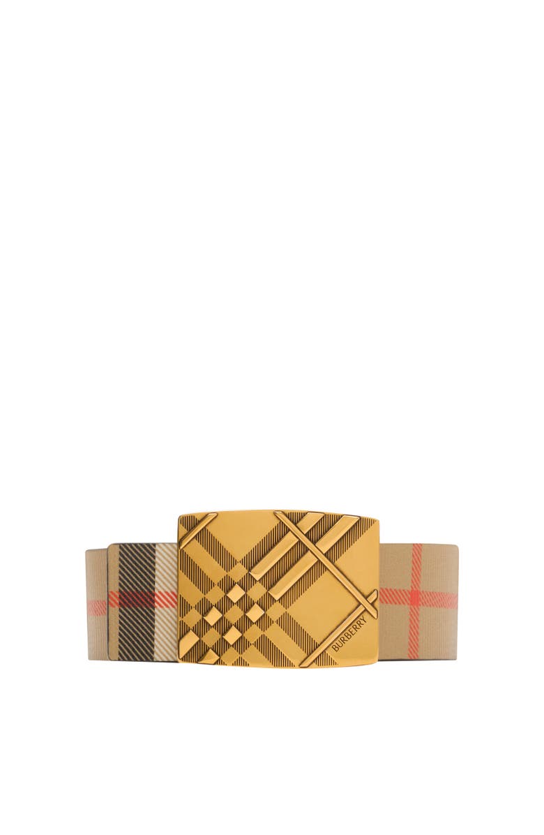 Burberry Reversible Engraved Check Belt, Alternate, color, Peat Brown/Sand Beige