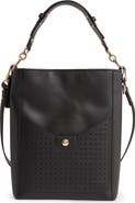 Longchamp Mademoiselle Perforated Calfskin Leather Bucket Bag