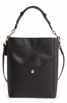 Longchamp Mademoiselle Perforated Calfskin Leather Bucket Bag