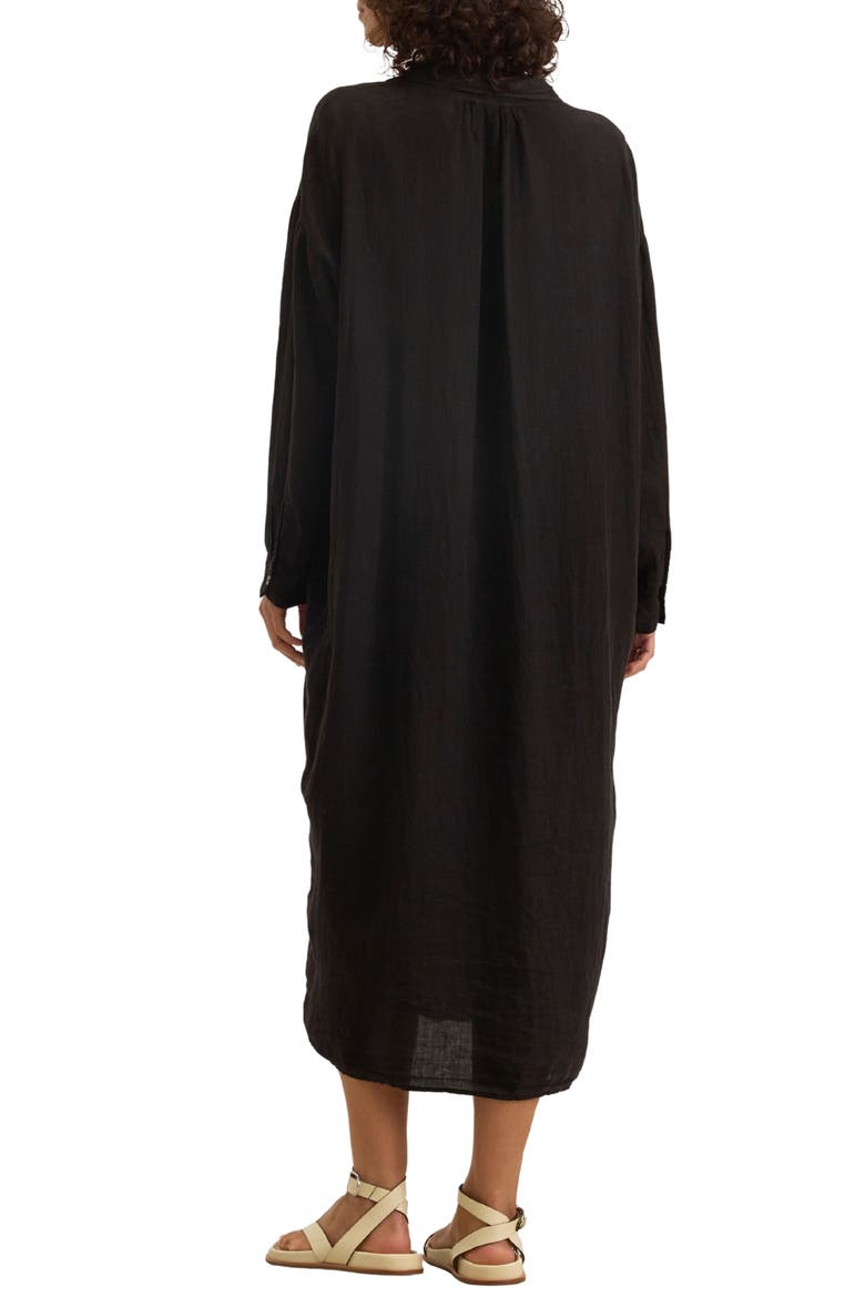 Cleowade Linen Shirtdress, Alternate, color, BLACK