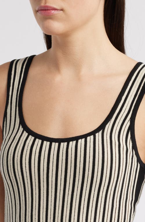 Zoe And Claire Stripe Sleeveless Sweater Dress In Black