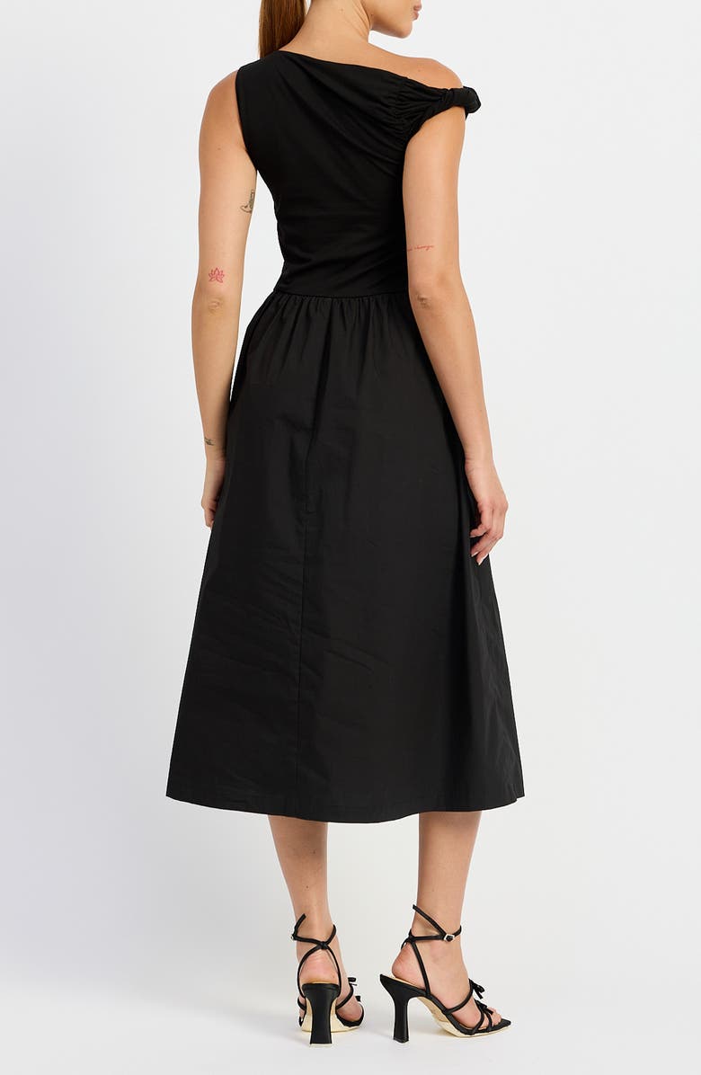 En Saison Mixed Media Asymmetric Neck Midi Dress, Alternate, color,