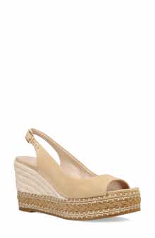 Pelle Moda Eleny Slingback Espadrille Platform Wedge Peep Toe Sandal