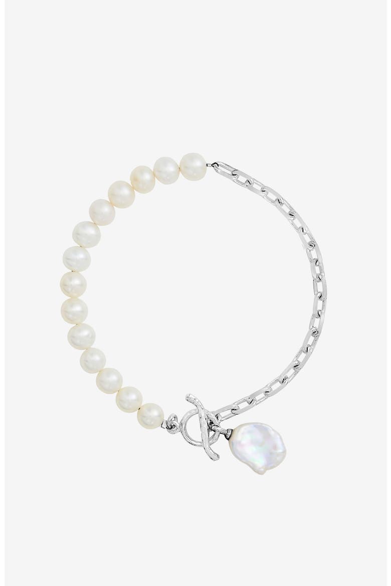 Timeless Keshi Pearl Chain Bracelet, Main, color, Sterling Silver