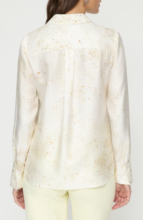 Lafayette 148 New York Scottie Pastel Dust Print Silk Twill Button-up Shirt In Cloud Multi