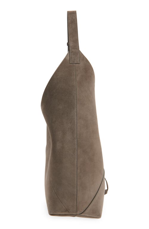Ferragamo Dove Grey Suede Shoulder Bag In Concrete