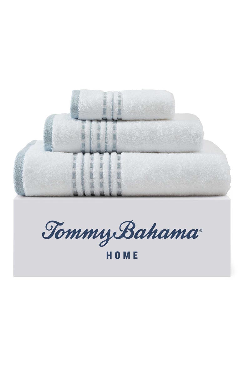 Cliff Side 3-Piece Towel Set, Alternate, color, WHITE/ STEEL BLUE