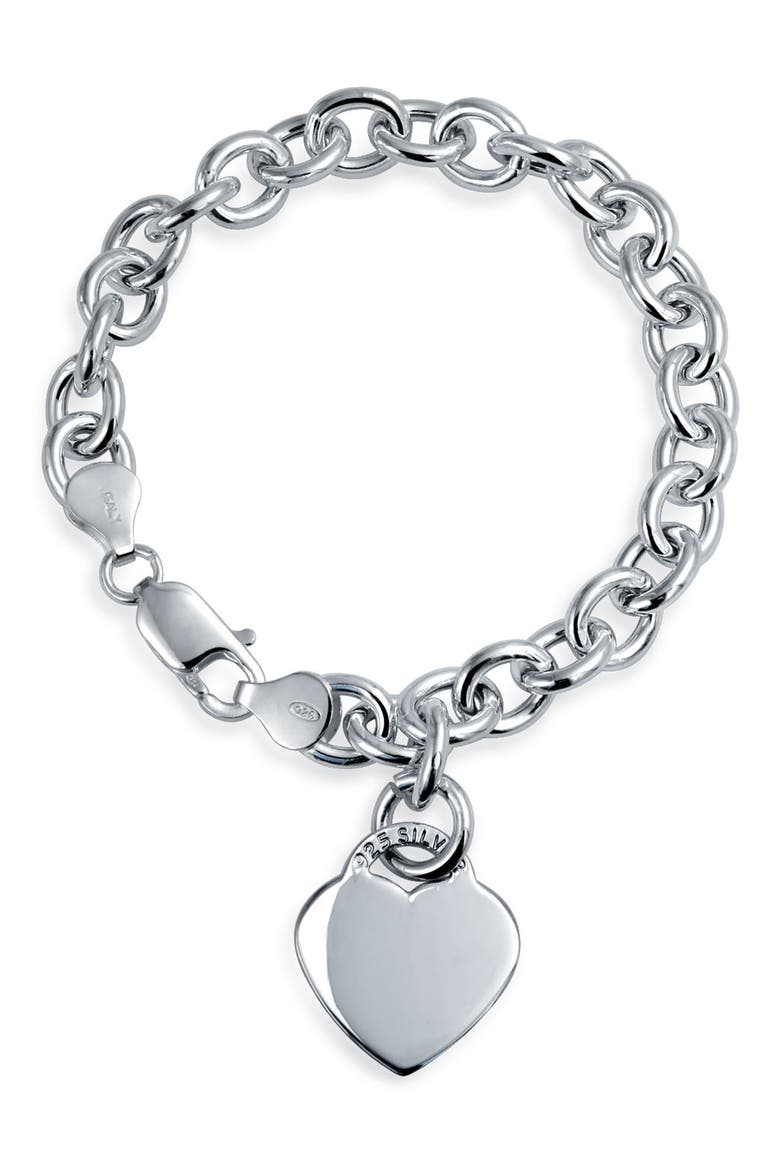 Sterling Silver My Heart on a Wrist Bracelet, Main, color, SILVER - 7 IN