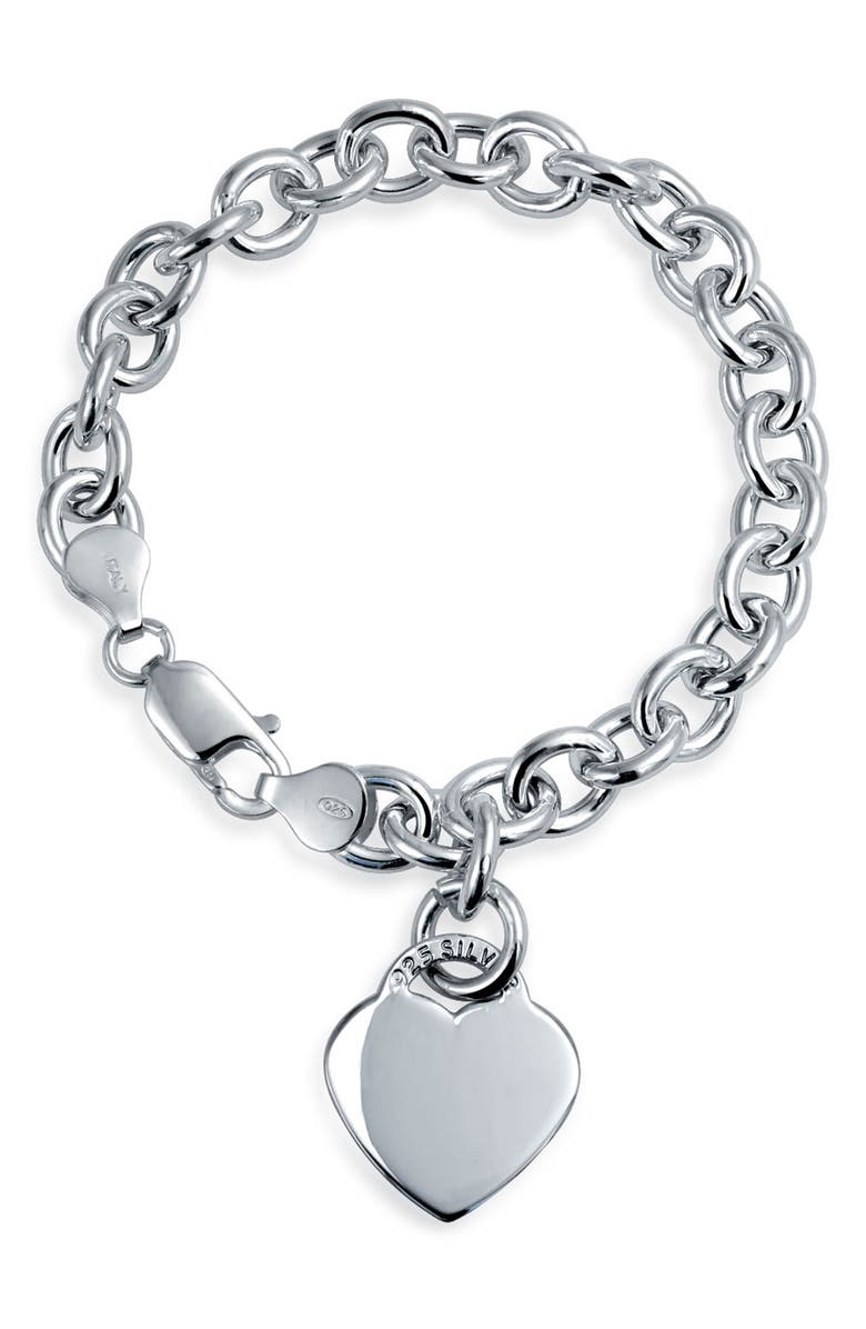 BLING JEWELRY Sterling Silver My Heart on a Wrist Bracelet, Main, color, 