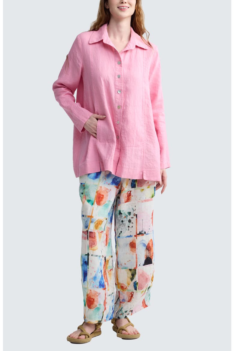 Ivara Painterly Print Linen Pants, Alternate, color, Multihued