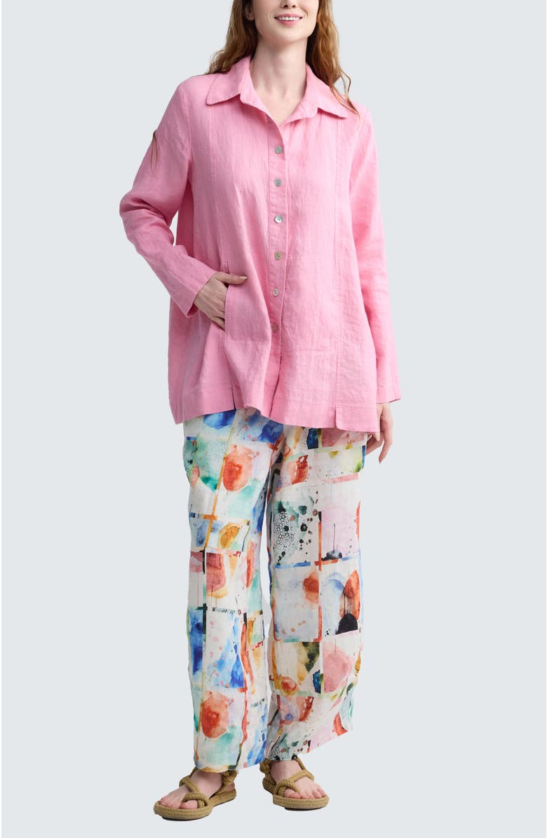 LUUKAA Ivara Painterly Print Linen Pants, Alternate, color, Multihued