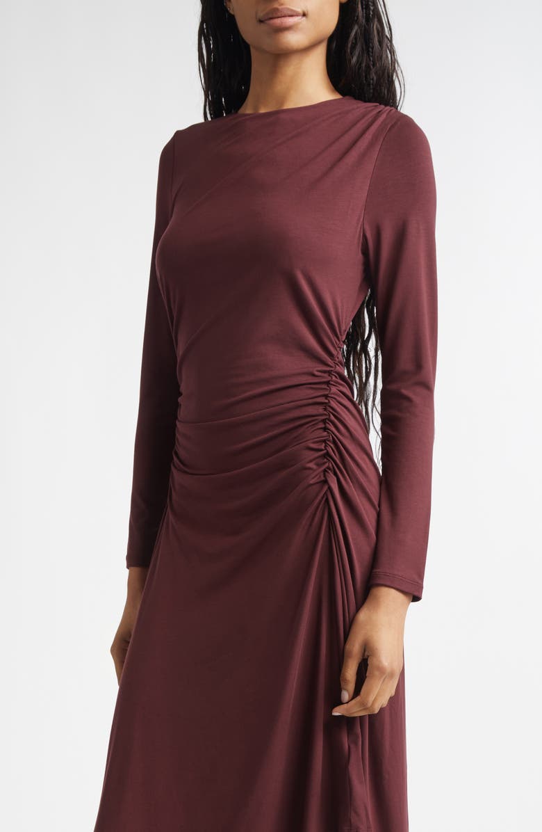 Veronica Beard Theodora Ruched Midi Dress, Alternate, color, Raisin