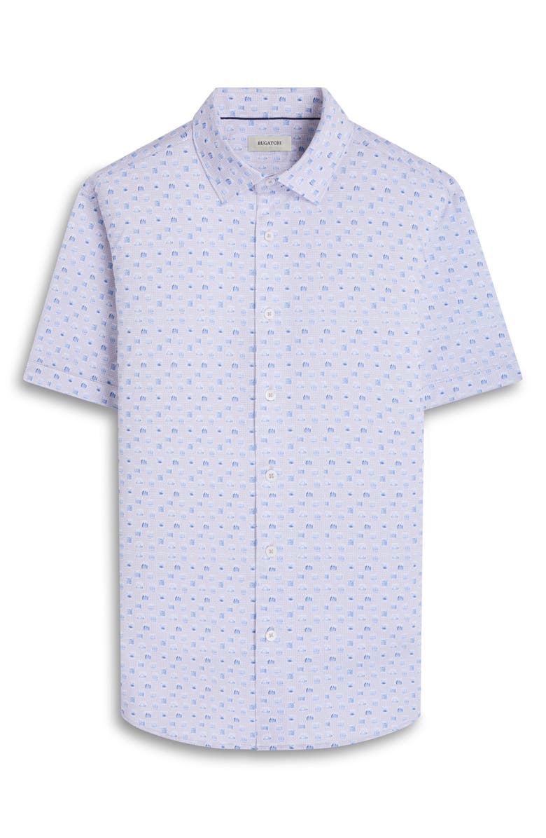Bugatchi Miles OoohCotton<sup>®</sup> Whiskey Print Short Sleeve Button-Up Shirt, Alternate, color, Sand