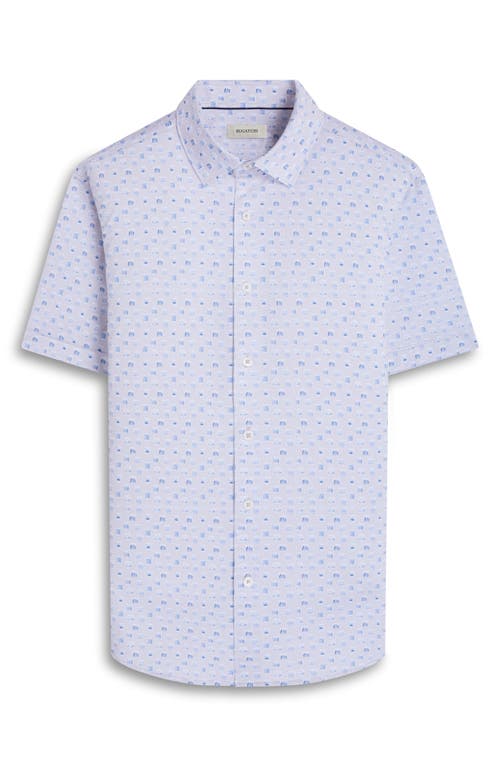 Bugatchi Miles Ooohcotton® Whiskey Print Short Sleeve Button-up Shirt In Sand