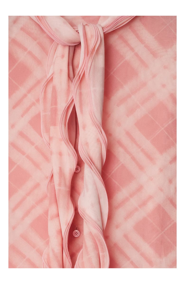 Burberry Ruffled Check Silk Blouse, Alternate, color, Candy