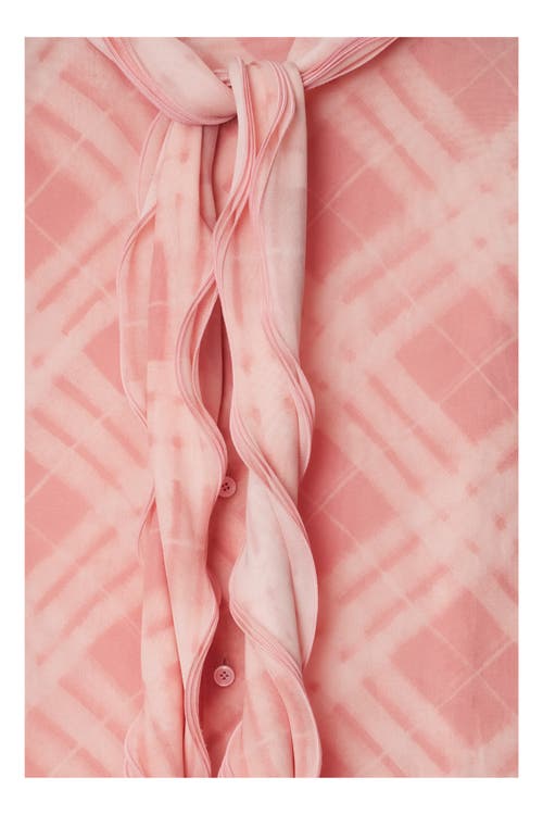 Burberry Check Silk Blouse With Ruffles In Candy