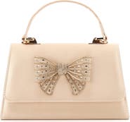 LADY COUTURE Leslie Crystal Bow Satin Clutch