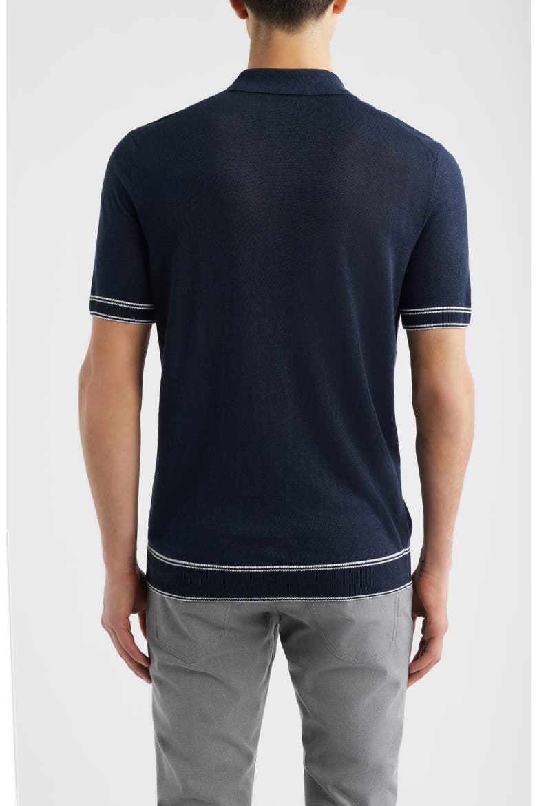 Norbertino Cotton Short Sleeve Tipped Sweater, Alternate, color, DARK BLUE