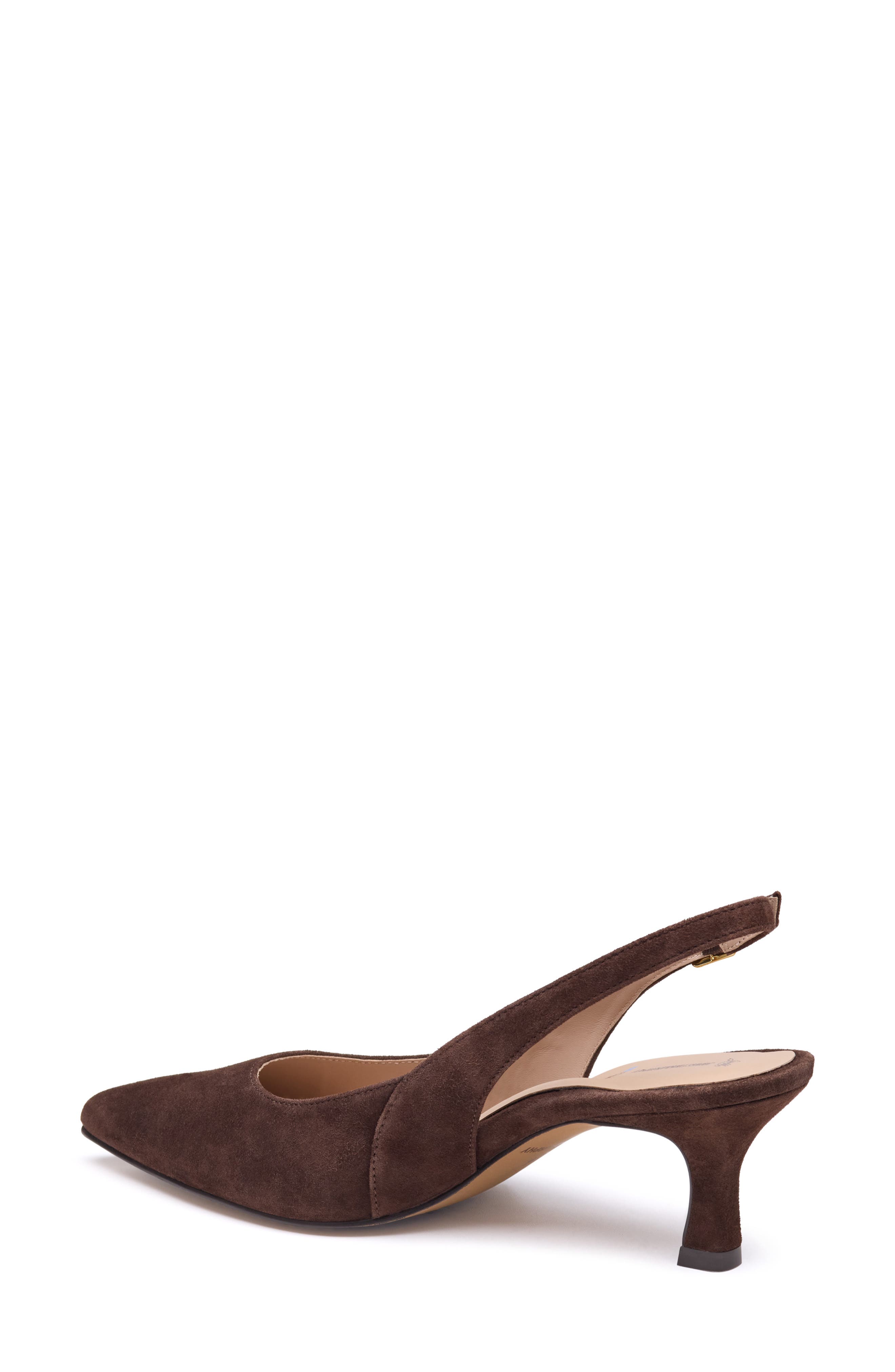 Lindsey Slingback Pointed Toe Kitten Heel Pump, Alternate, color, CHOCOLATE KID SUEDE