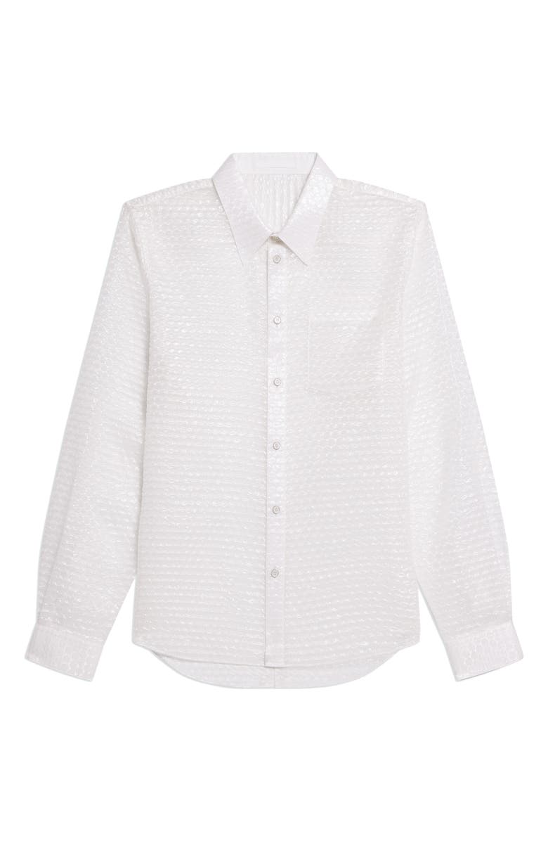 Helmut Lang Curved Bubble Pack Jacquard Sheer Button-Up Shirt, Alternate, color, Clear - C5j
