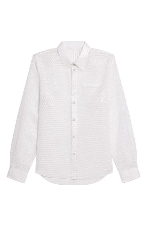 Helmut Lang Curved Bubble Pack Jacquard Sheer Button-up Shirt In Clear - C5j