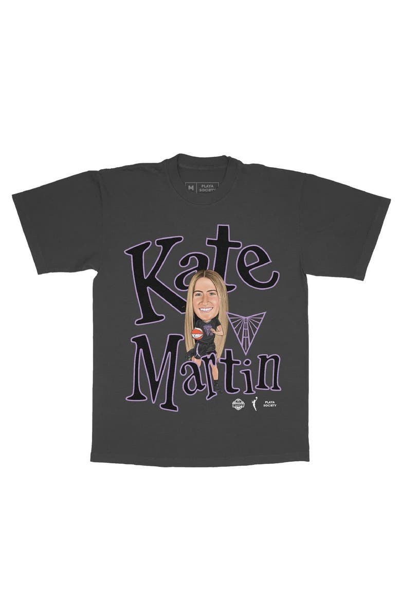 Playa Society Unisex Playa Society Kate Martin Charcoal Golden State Valkyries Sketch T-Shirt, Main, color, Charcoal