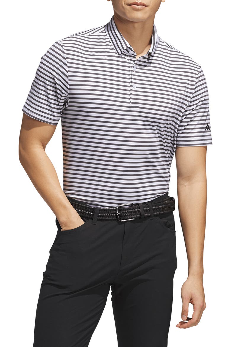 Ultimate Stripe Performance Polo, Main, color, WHITE/ GREY