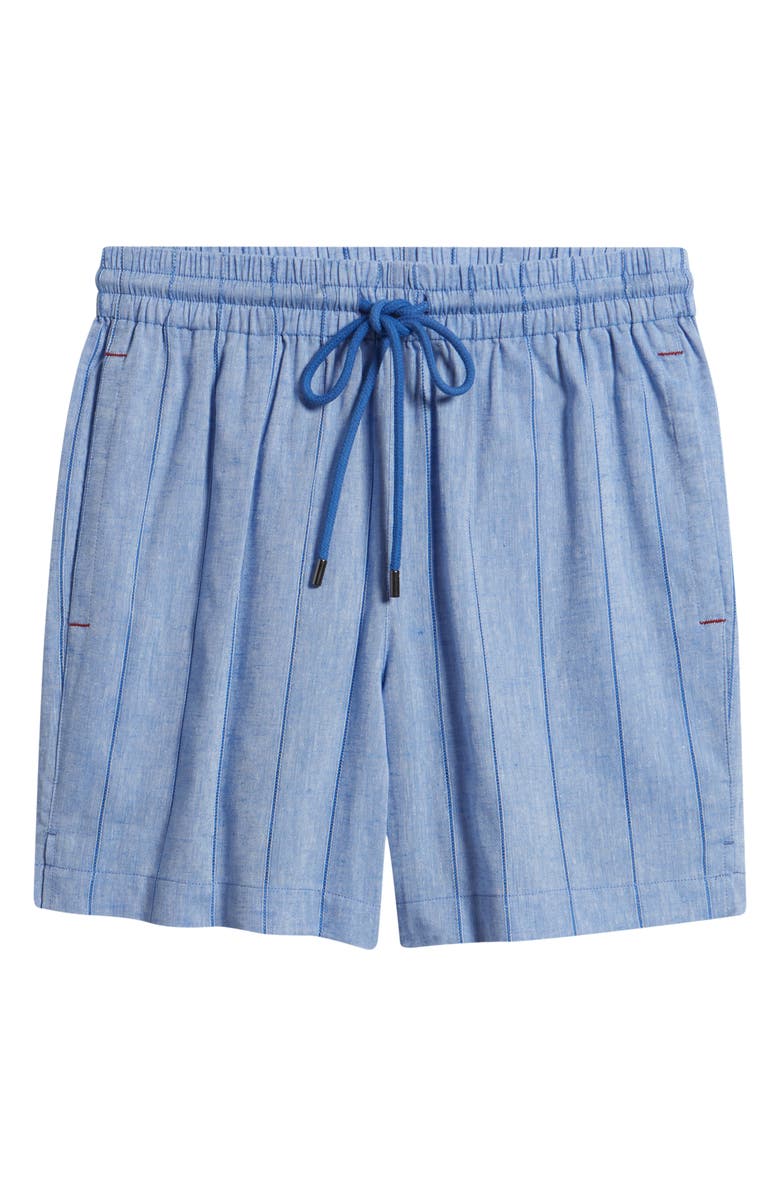 Daniel Buchler Pinstripe Cotton & Linen Pajama Shorts, Alternate, color, Blue
